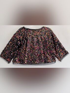 Sparkle Season Iridescent Multicolor Sequin Mesh Crop Top - Sz US 8P